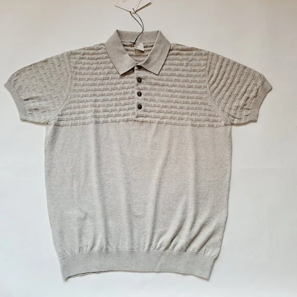 NEW Pal Zileri Men's Light Grey 100% Cotton Polo Shirt T-shirt Size 52 / L